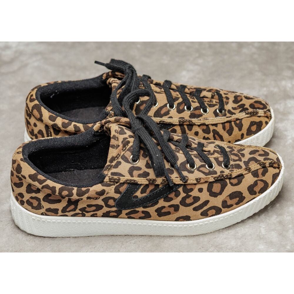 Tretorn Nylite Plus Suede Leopard Print Retro Sneakers Womens Size 7.5